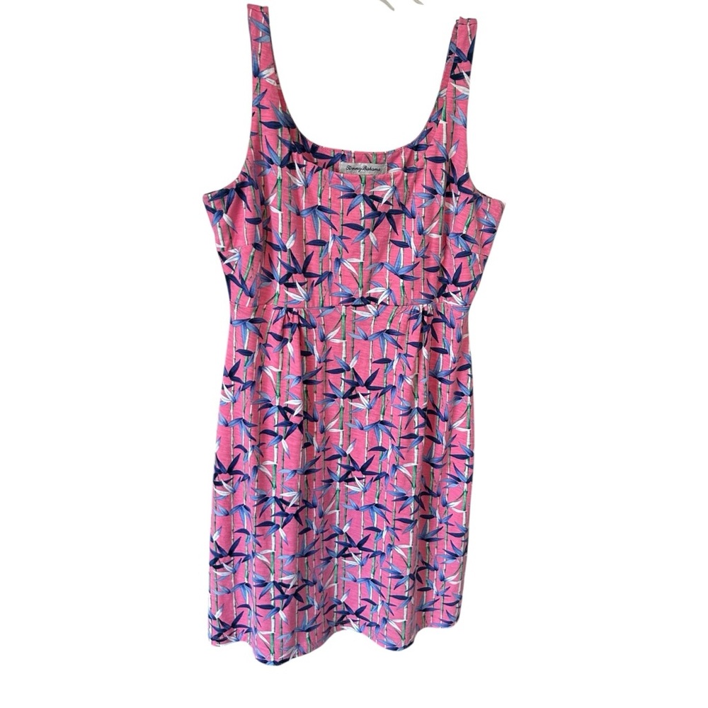 Tommy Bahama Mini Dress Sz Small Pink Blue White Bamboo Forest Pullover Summer